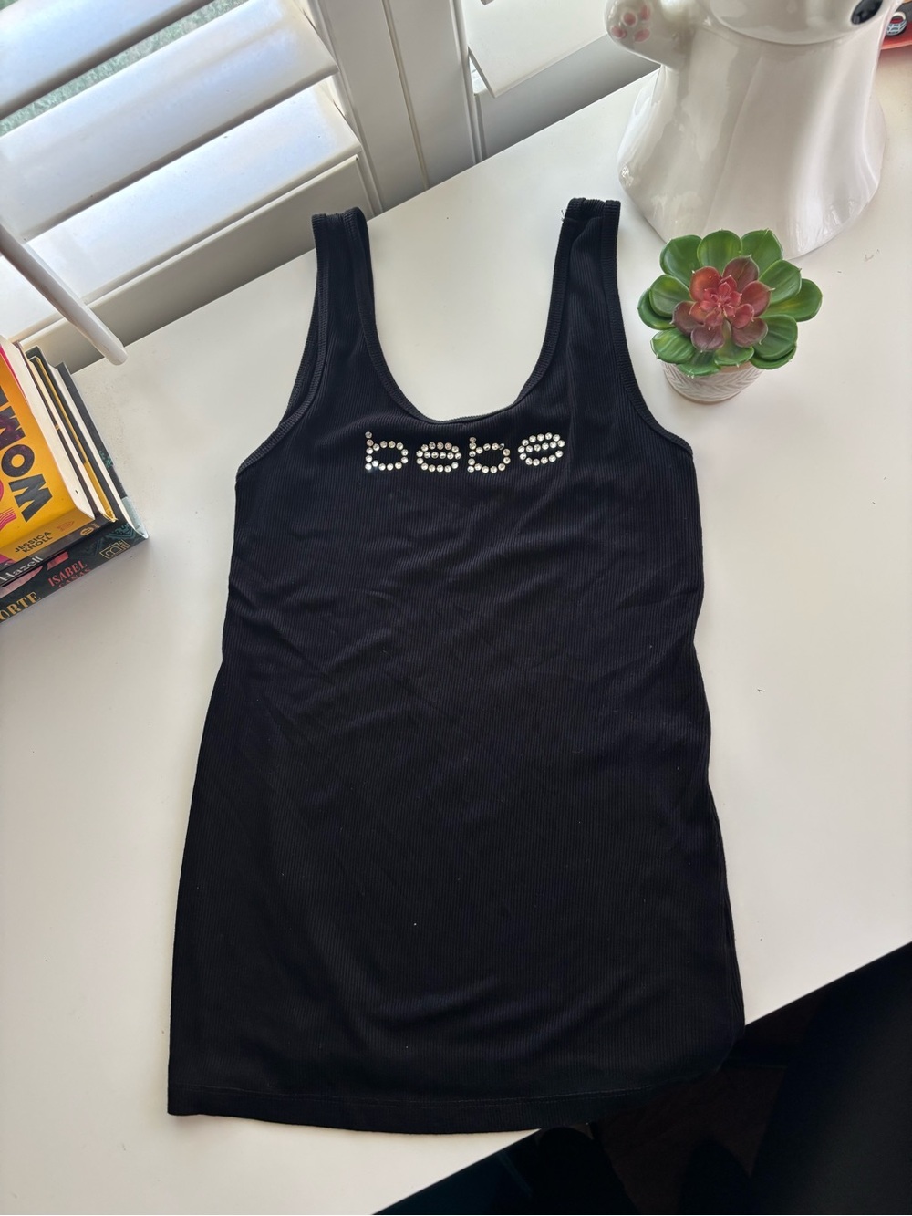 Bebe Y2K Rhinestone Tank Top Large